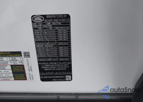 2025 Land Rover Range Rover P400 Se z USA, uszkodzony, nr VIN SALKP9FU4SA286444